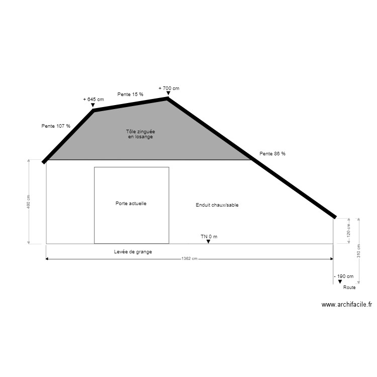 Façade nord est avant travaux. Plan de 0 pièce et 0 m2