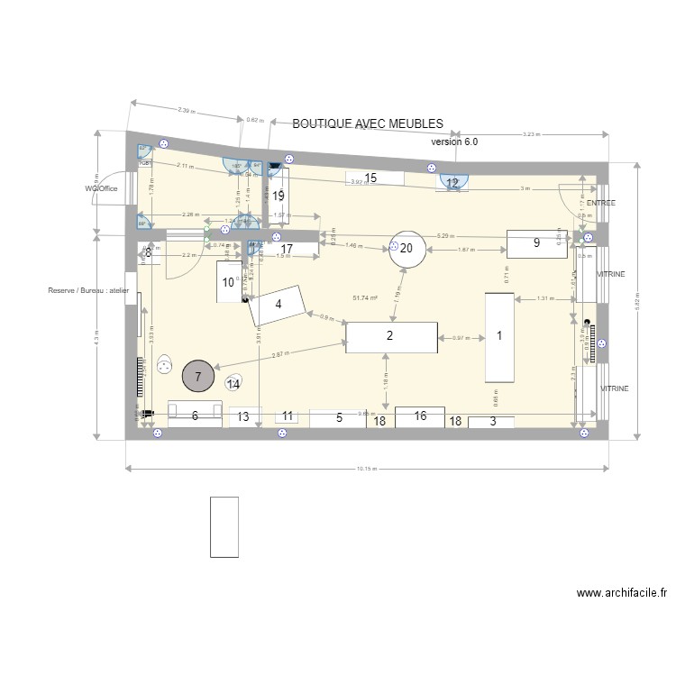 Salle Expo et couloir 7 Variante 1. Plan de 0 pièce et 0 m2