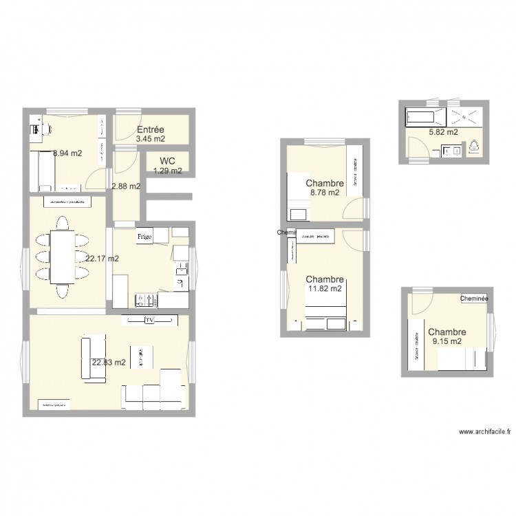Aménagement Option Céline. Plan de 0 pièce et 0 m2