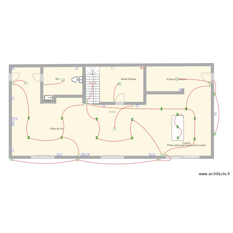 WALBERT RDC. Plan de 1 pièce et 175 m2