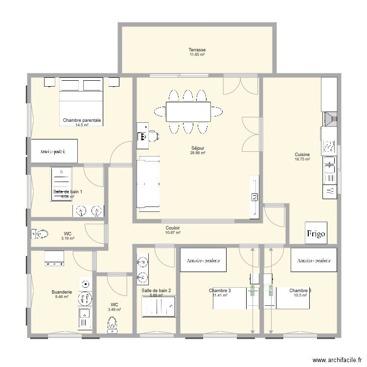 Maison du Cameroun. Plan de 0 pièce et 0 m2