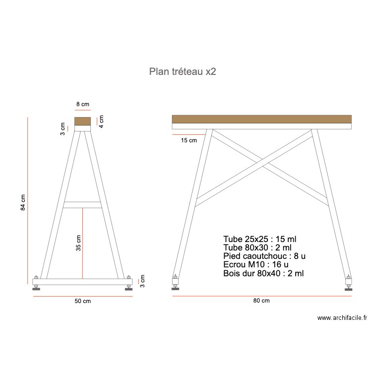 Plan tréteau. Plan de 0 pièce et 0 m2