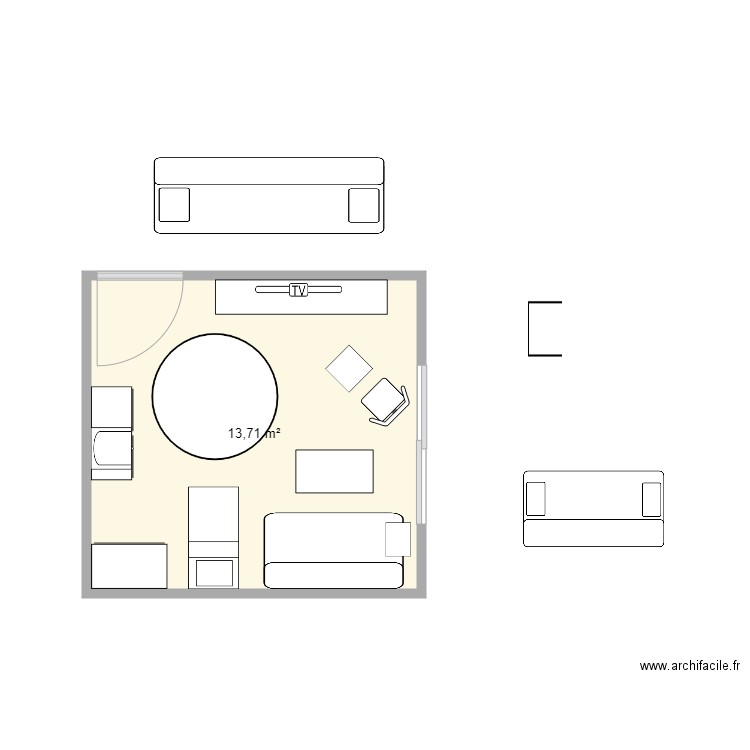 chambre bebe. Plan de 1 pièce et 14 m2