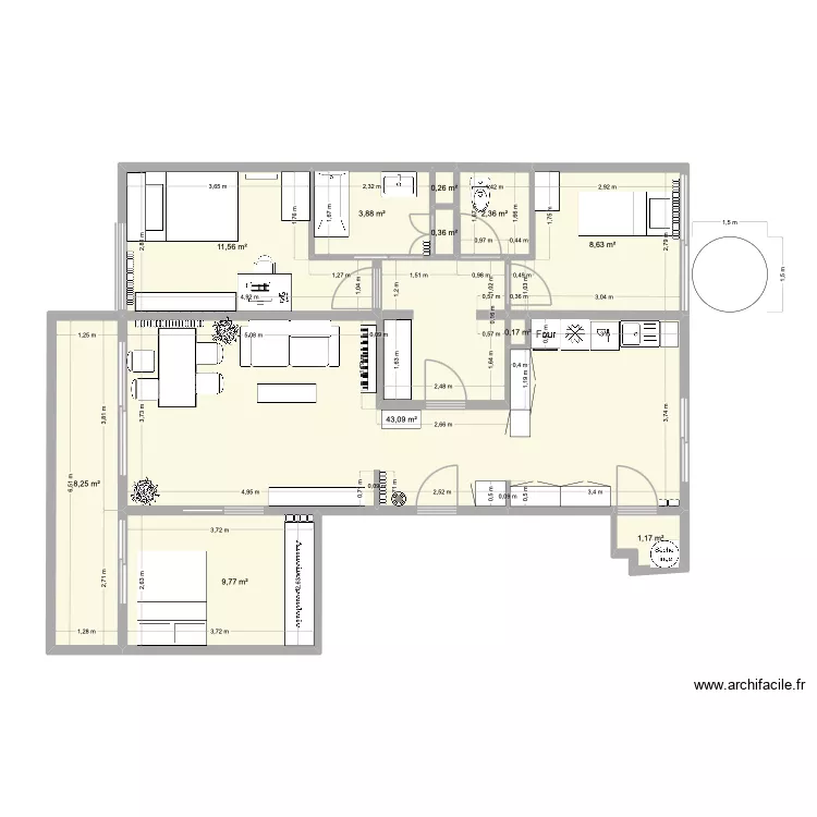 PROJET. Plan de 11  et 89 m²