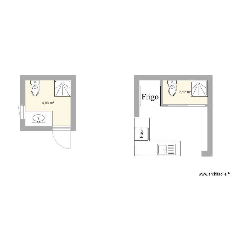 pool House. Plan de 2 pièces et 6 m2