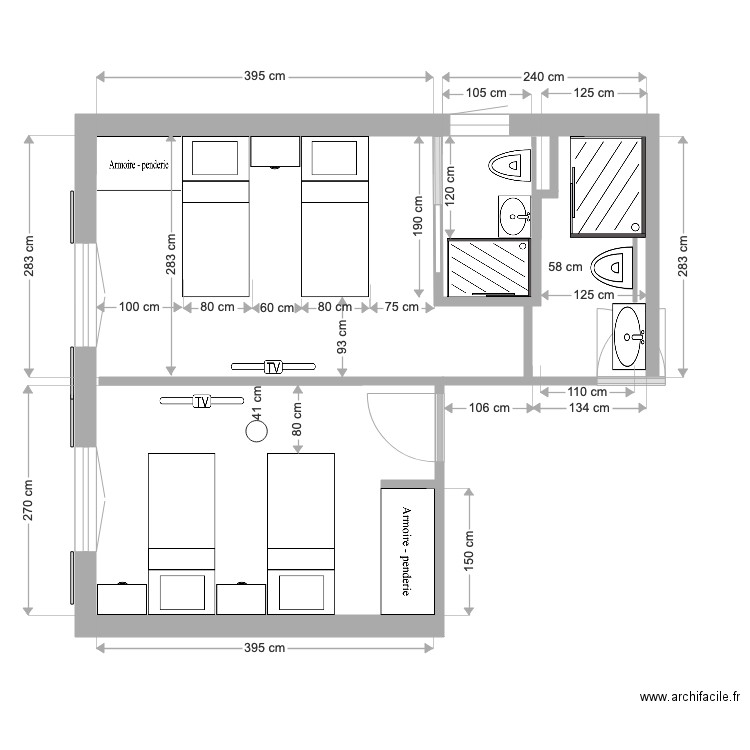 St Jean Plan modifie details SDB et Chambres. Plan de 0 pièce et 0 m2