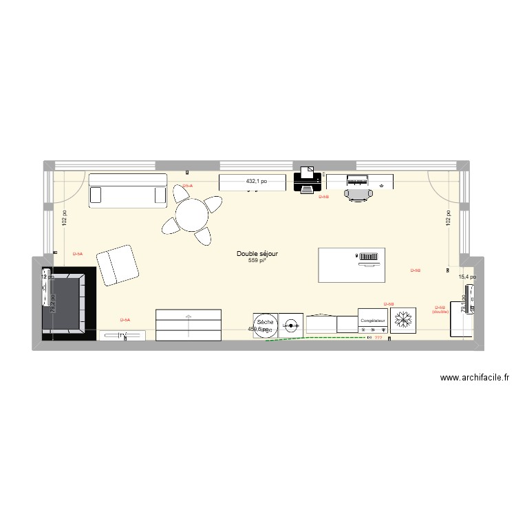 112 Bas-de-la-rivière. Plan de 1 pièce et 52 m2