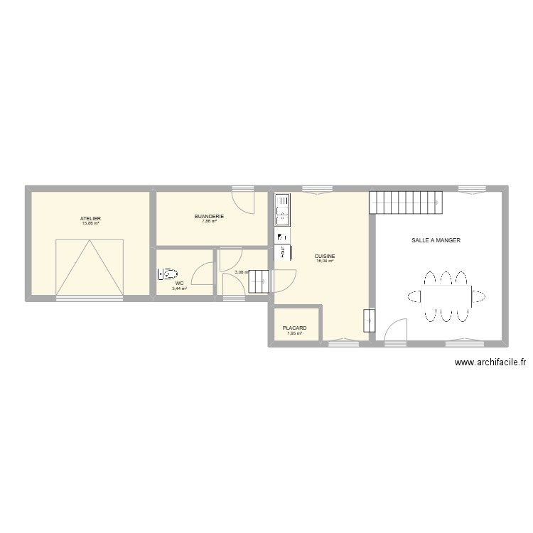 verdilly. Plan de 6 pièces et 48 m2