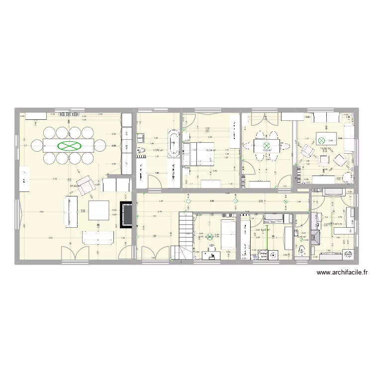 Maison Beauchamp &eacute;lec existant. Plan de 21  et 324 m²