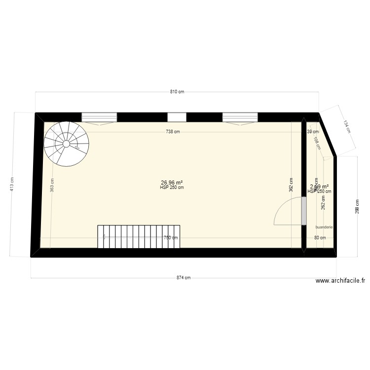 pavillon 1er étage 2. Plan de 2 pièces et 30 m2