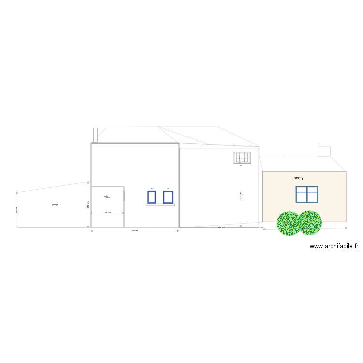 facade arrierre. Plan de 0 pièce et 0 m2