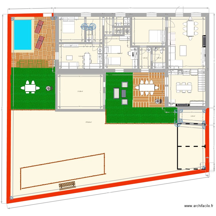 projet 2 logements. Plan de 15 pièces et 585 m2