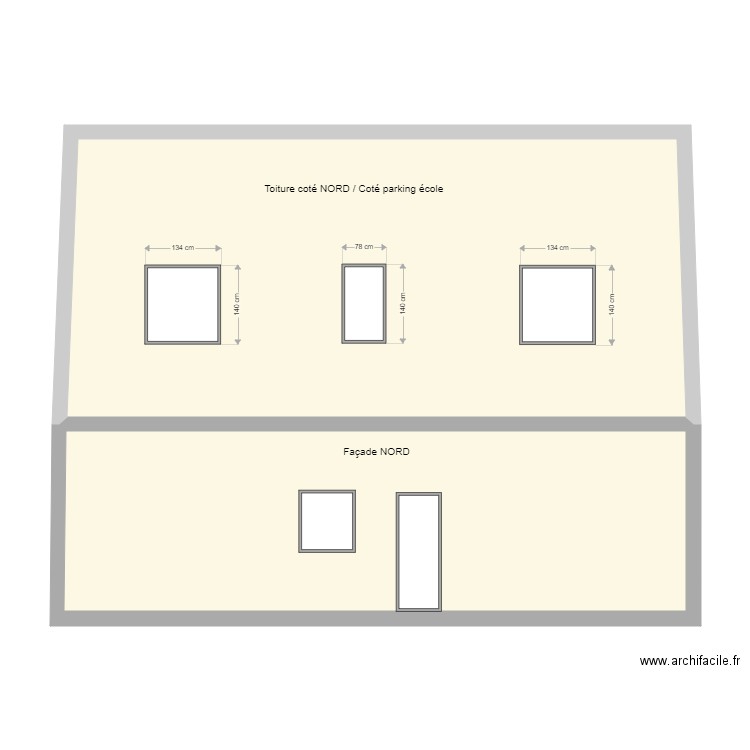 Plan Façade pose velux coté Nord. Plan de 0 pièce et 0 m2