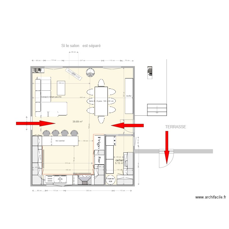 3 Mélèzes 1.1 . Plan de 2 pièces et 45 m2