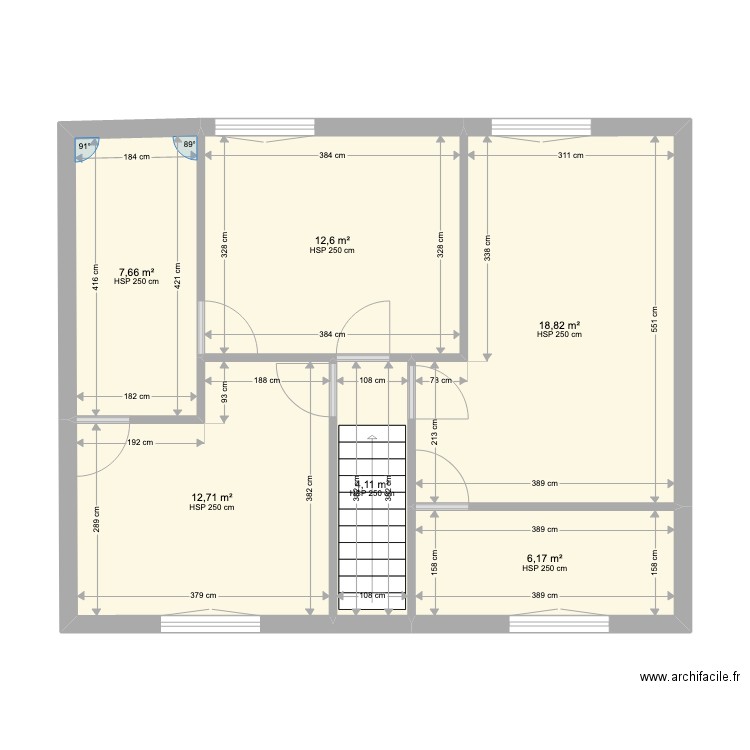 Projet Maison 2ème étage. Plan de 6 pièces et 62 m2