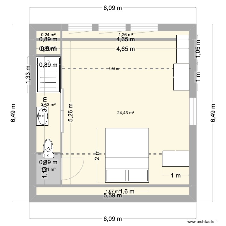 Jennings V3. Plan de 7 pièces et 32 m2