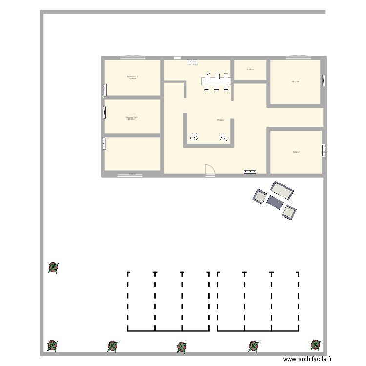 bureau salaise apres travaux. Plan de 8 pièces et 170 m2