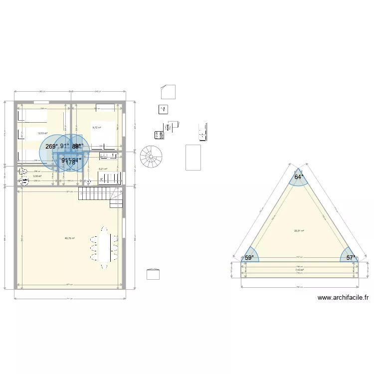 Maison en A de Fanny 1k. Plan de 