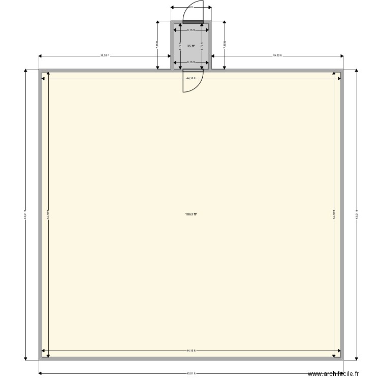 Masy 43x45. Plan de 2 pièces et 176 m2