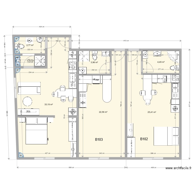 B102 B103 B104 IMMEUBLE IAORA. Plan de 7 pièces et 94 m2