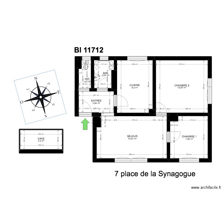 BI 11712. Plan de 12 pièces et 59 m2