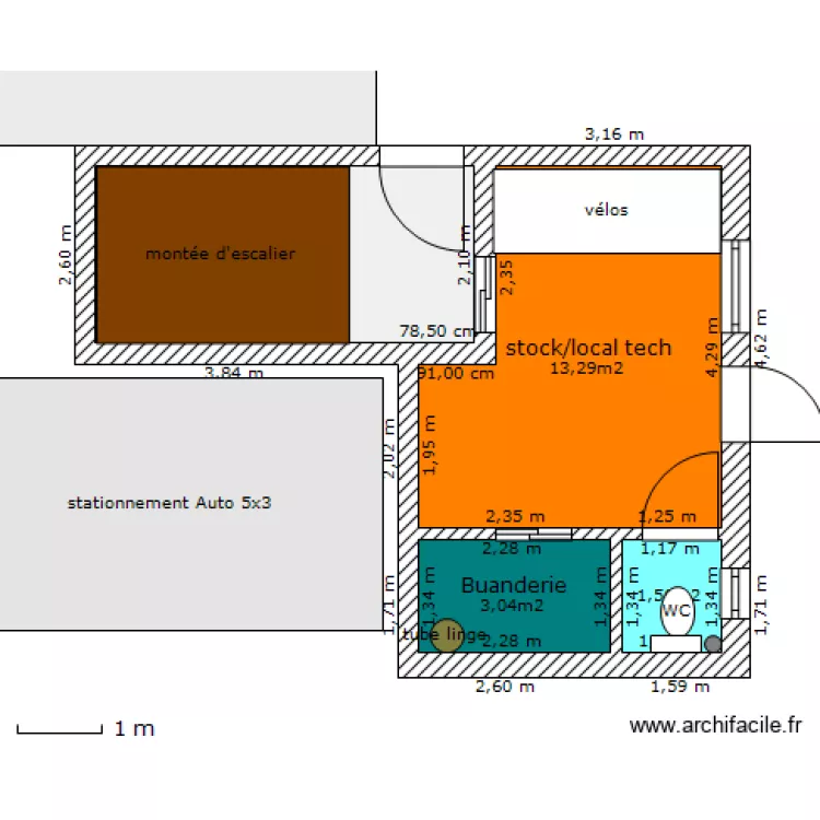 RDJ pilotis. Plan de 