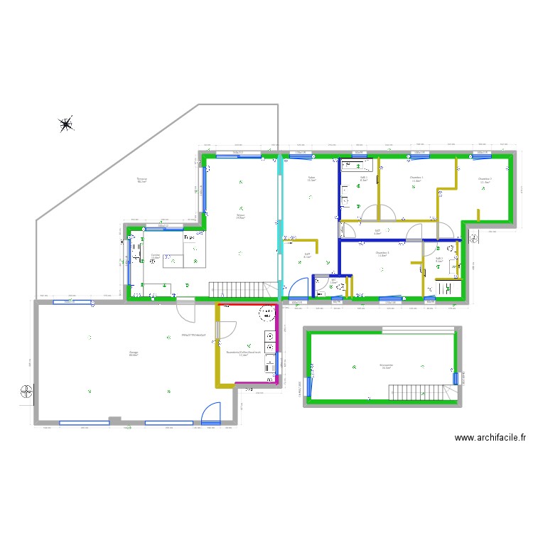 Vaunaveys Plan. Plan de 9 pièces et 171 m2