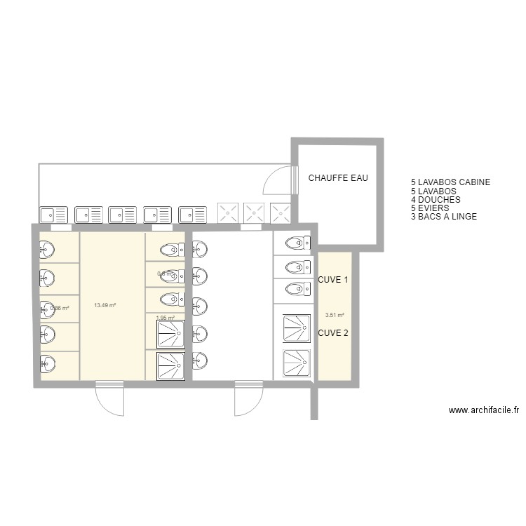 sanitaire 21. Plan de 0 pièce et 0 m2