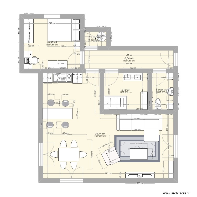 plan1. Plan de 6 pièces et 66 m2