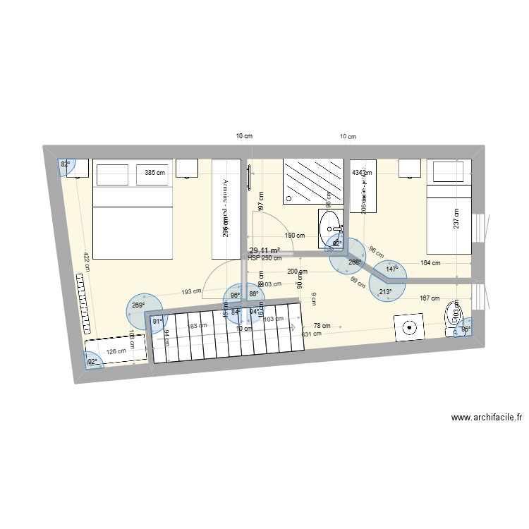 etage1. Plan de 1 pièce et 29 m2