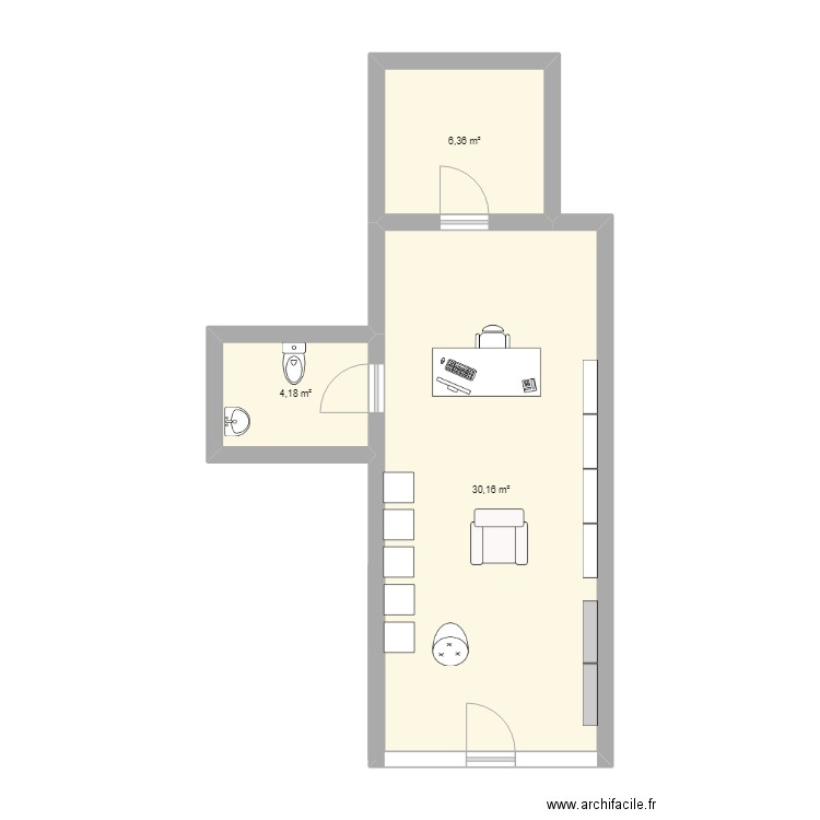 plan courtieu. Plan de 3 pièces et 41 m2