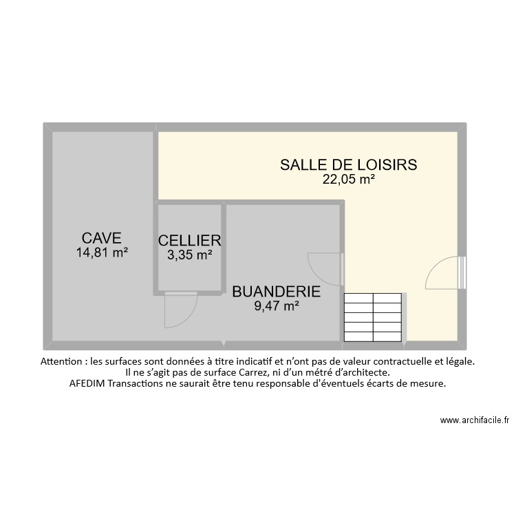 BI9117 SOUS SOL. Plan de 4 pièces et 50 m2