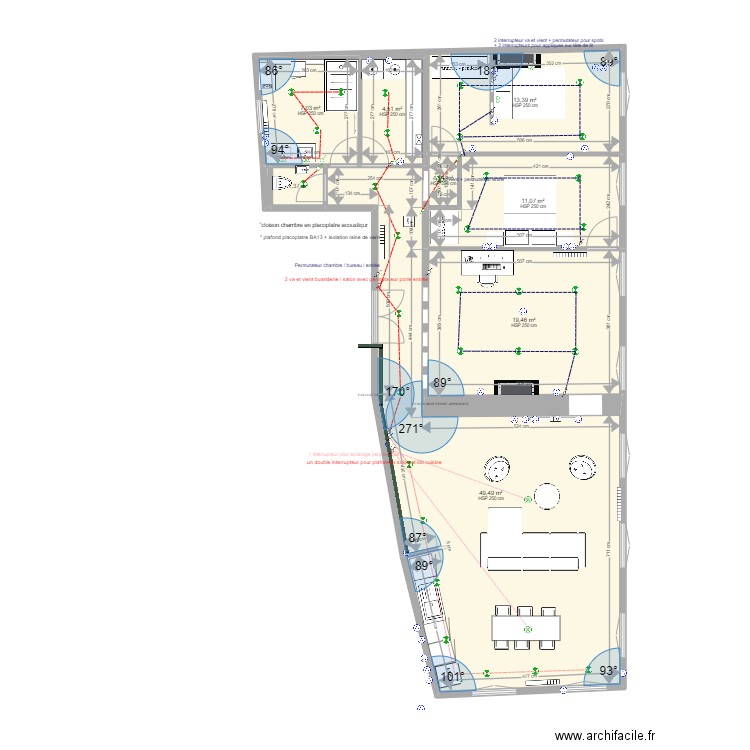 LEDIBERDER V9. Plan de 9 pièces et 107 m2