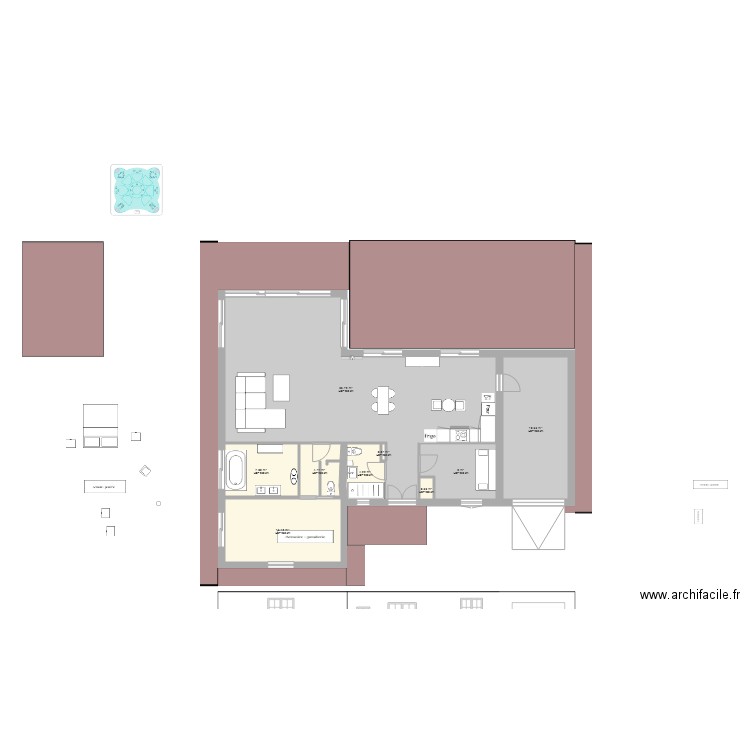 struture plain pied 2 chambres. Plan de 0 pièce et 0 m2