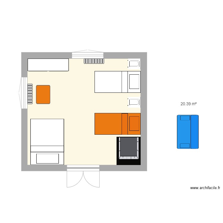 BOURISP Dortoir Garçons SANS BZ. Plan de 1 pièce et 20 m2