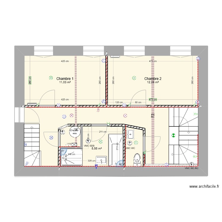 République étage distribution électricité projet 3 CET dans local technique SDB 2023.04.14. Plan de 0 pièce et 0 m2