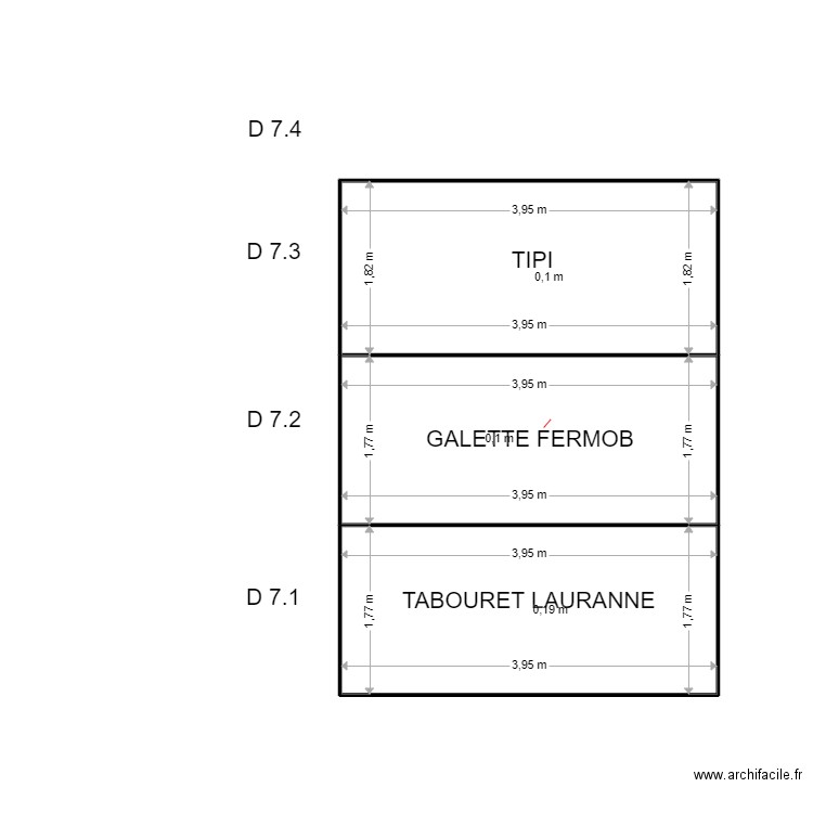 D 7. Plan de 3 pièces et 21 m2