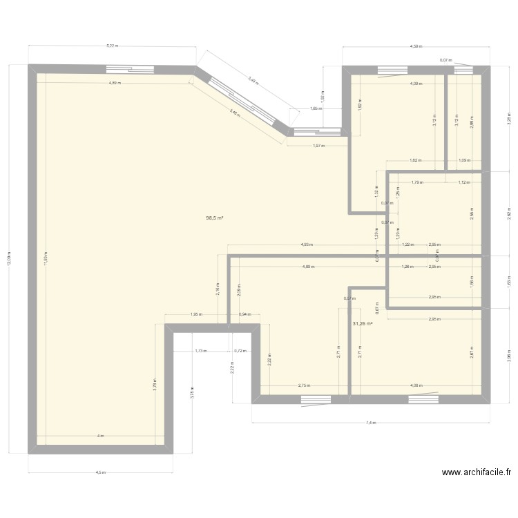MOUILLERON 2. Plan de 2 pièces et 130 m2
