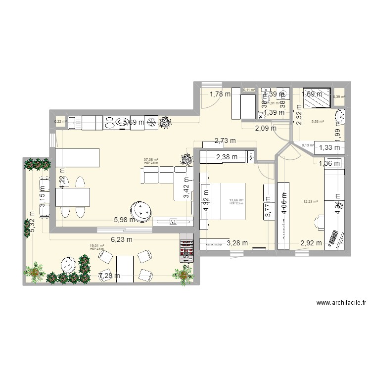 plan appartement . Plan de 10 pièces et 91 m2