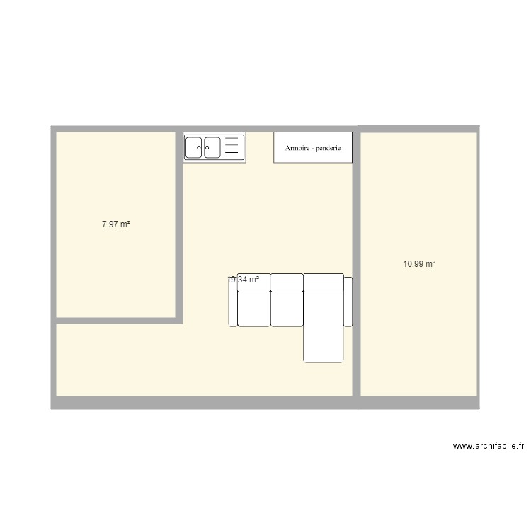 studio 28m2. Plan de 0 pièce et 0 m2