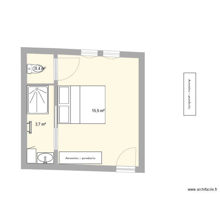 Chambre Bleue n1. Plan de 0 pièce et 0 m2