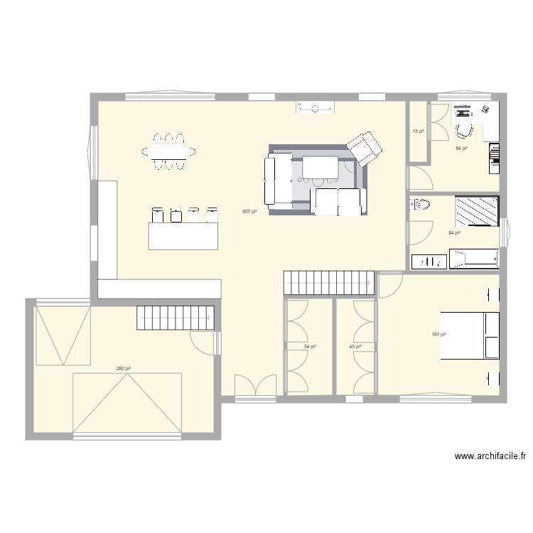 Antho. Plan de 8 pièces et 144 m2