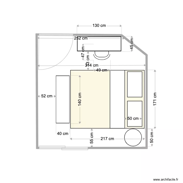 Chambre N&deg;2 (MAUVE). Plan de 