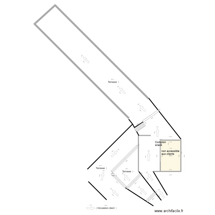 Quercy - restaurant - avant travaux. Plan de 1 pièce et 22 m2