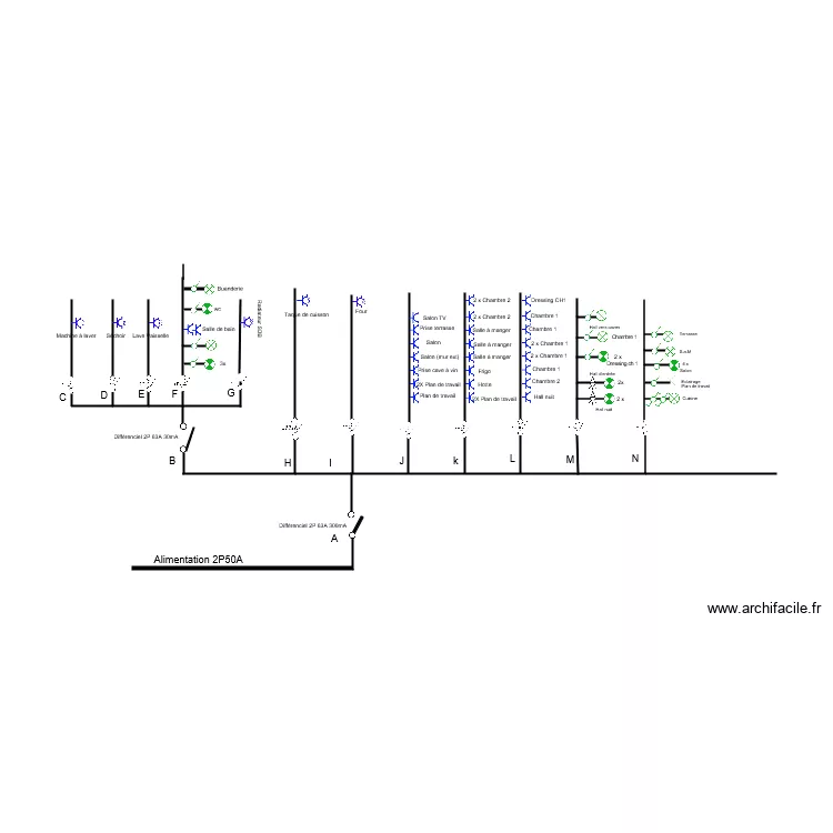 Appartement étage schéma Unifilaire . Plan de Appartement étage schéma Unifilaire . Plan de