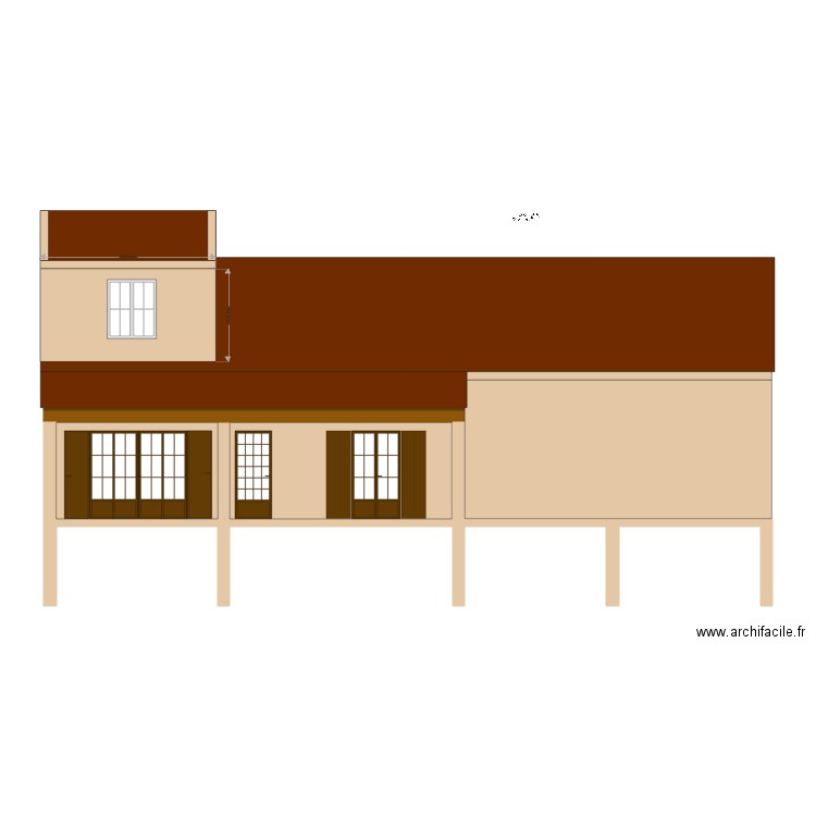 facade sud. Plan de 0 pièce et 0 m2