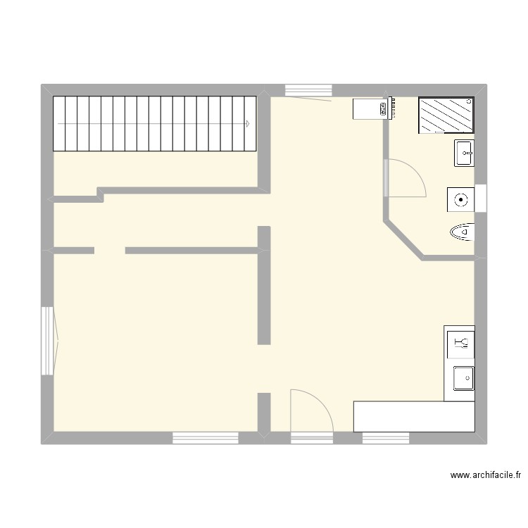 R1Eau. Plan de 3 pièces et 61 m2