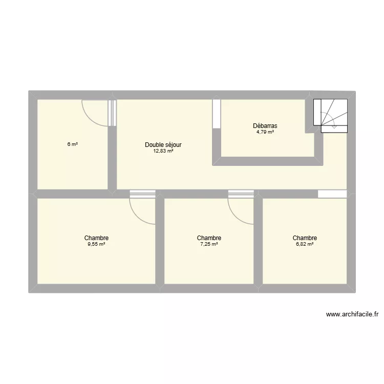 1 er &eacute;tage. Plan de 6  et 47 m²