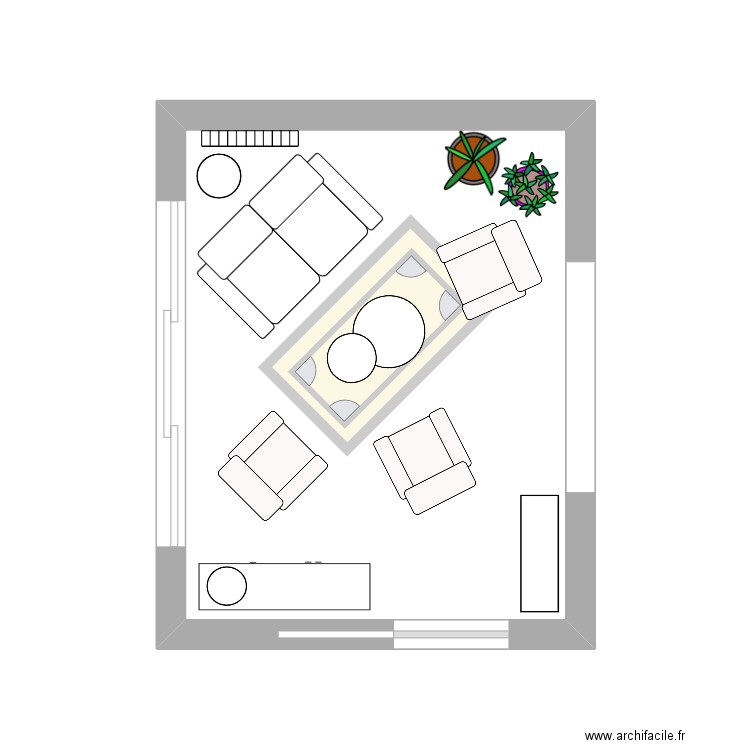 extension. Plan de 1 pièce et 14 m2