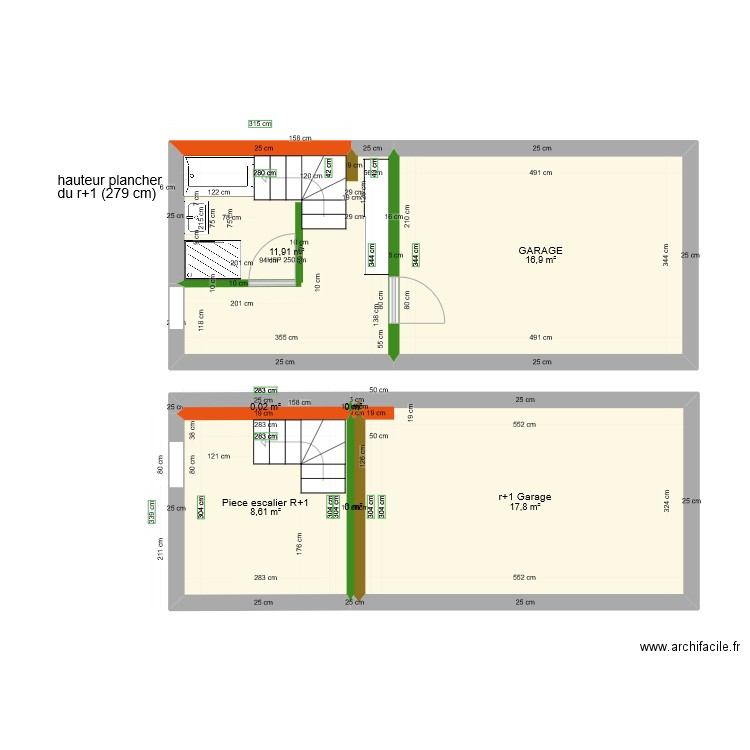 PLAN POUR ESCALIER. Plan de 7 pièces et 55 m2